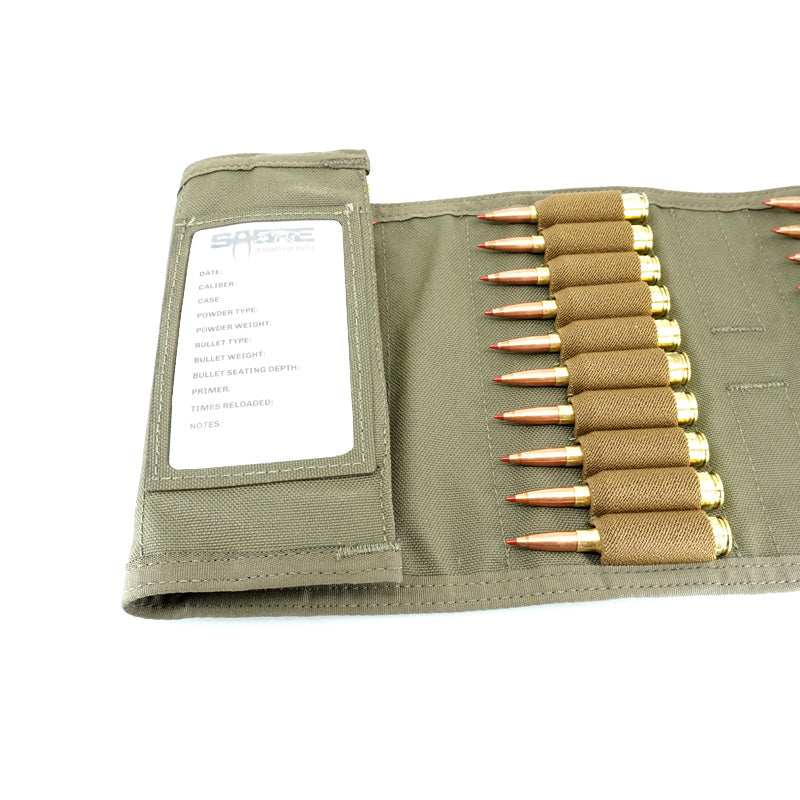 Sabre Tactical Ammo Roll – compact 1000D Cordura roll up pouch with elastic loops for 40 cartridges and internal reloading data panel